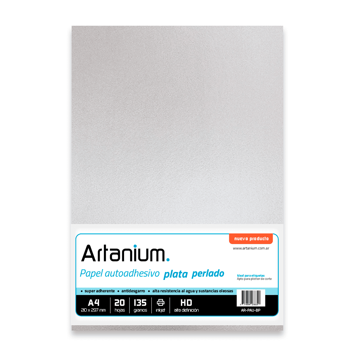 Vinilo Adhesivo Plata Perlado - A4 135gr - 20 Hojas