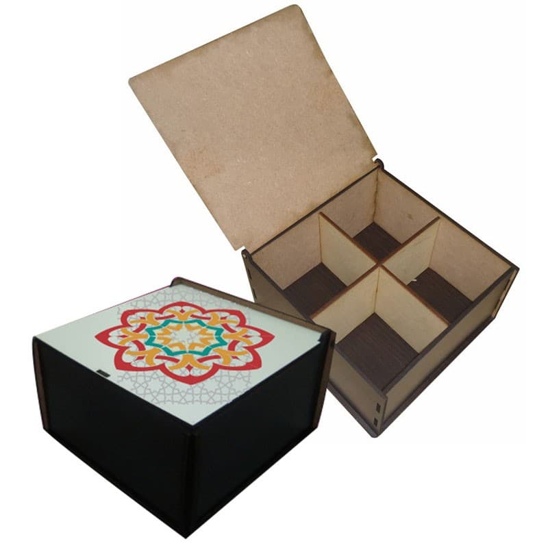 Caja de te madera cristal 15x15x8,5 en bolsa por unidad