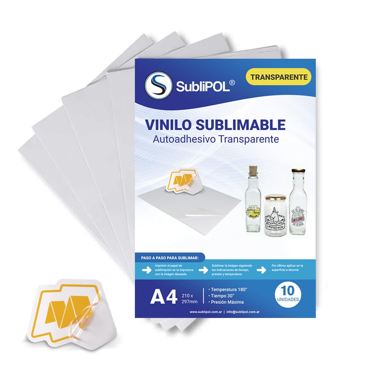 Vinilo Transparente Sublimable A4 x 10 Hojas