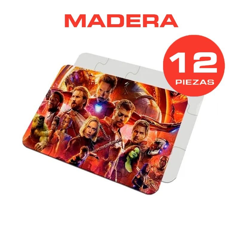 Rompecabezas de madera cristal sublimable - 12 piezas en bolsa x5 unidades