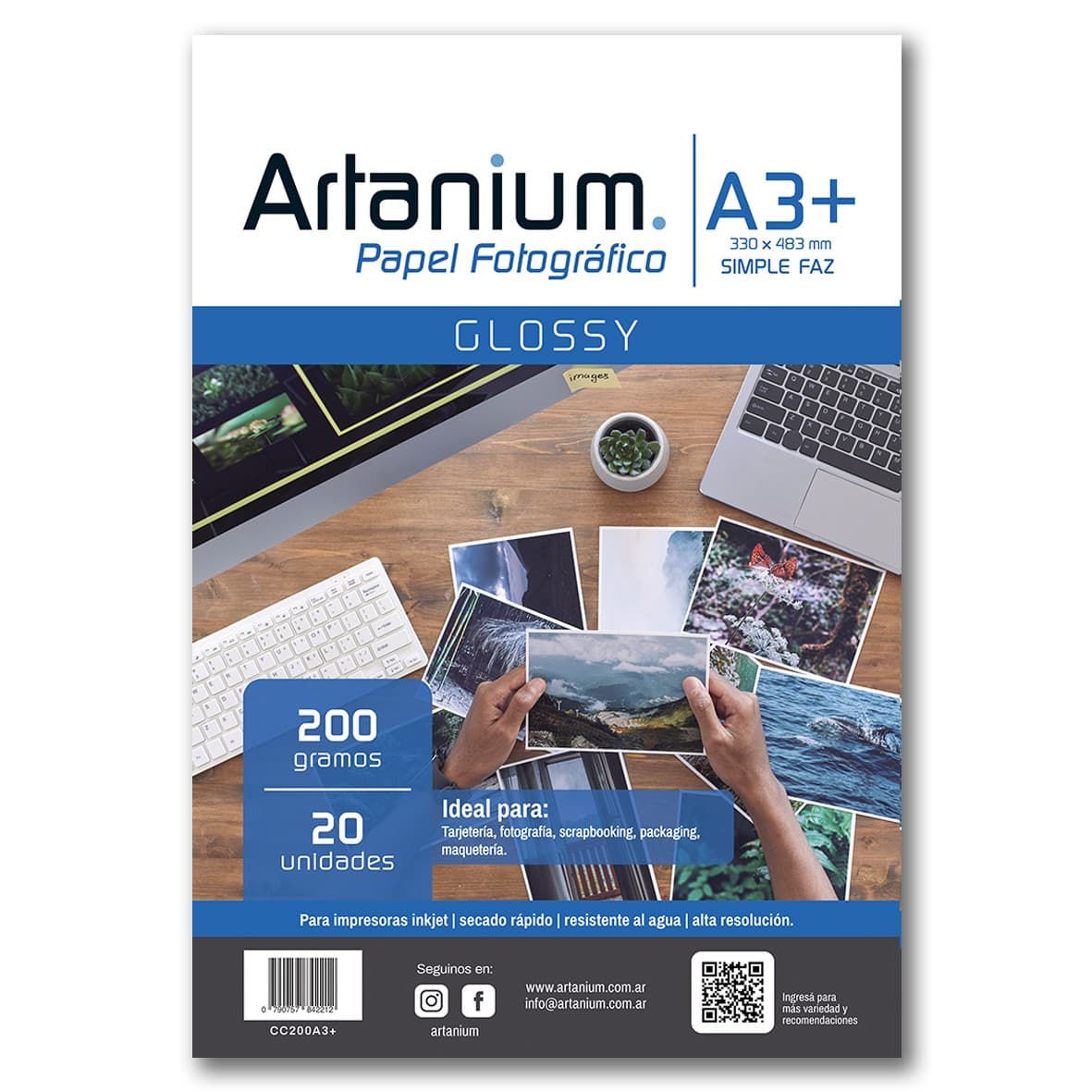 Papel Glossy Fotografico CC A3+ 200gr x20 Hojas