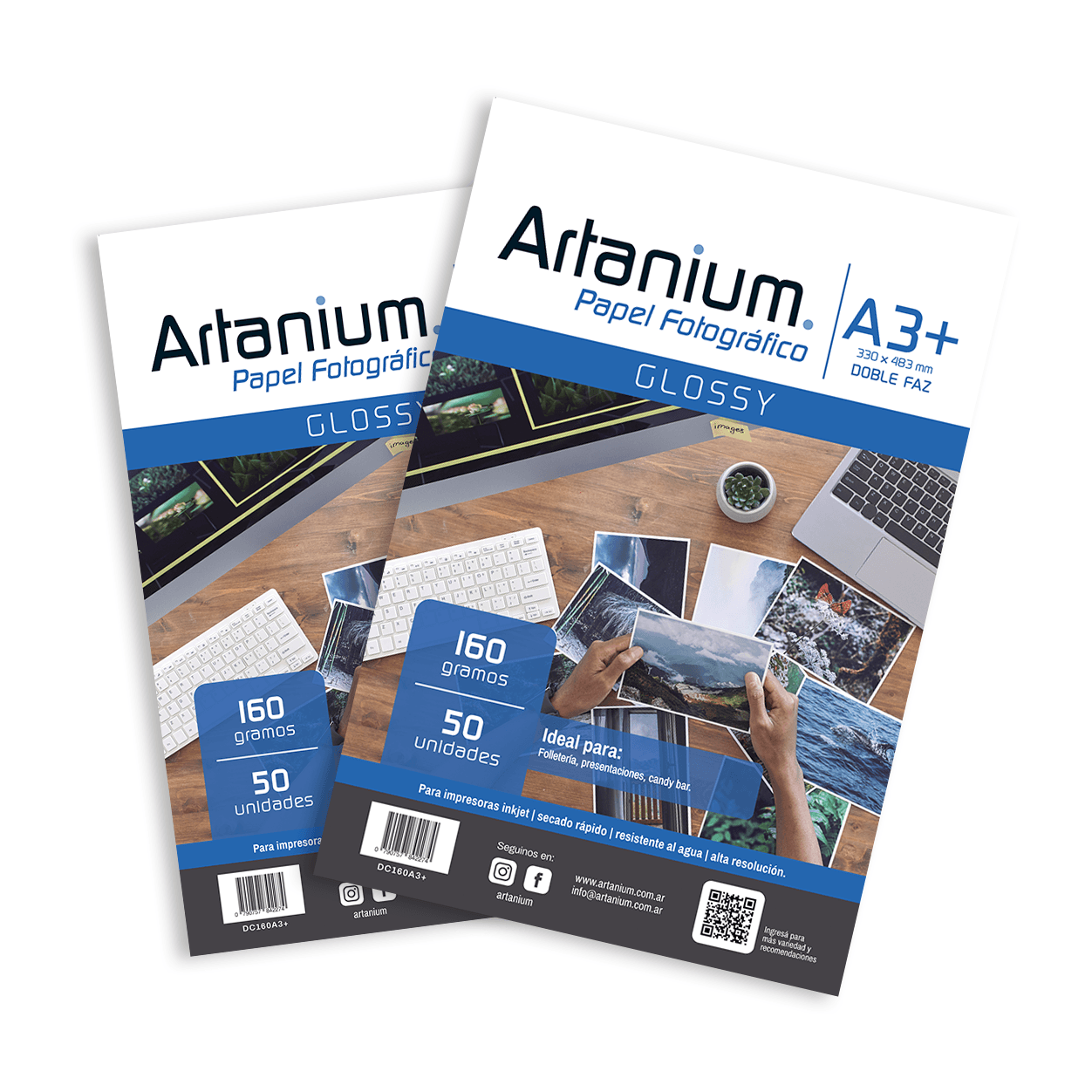 Papel Doble Faz Glossy Fotografico CC A3+ 160gr x50 Hojas