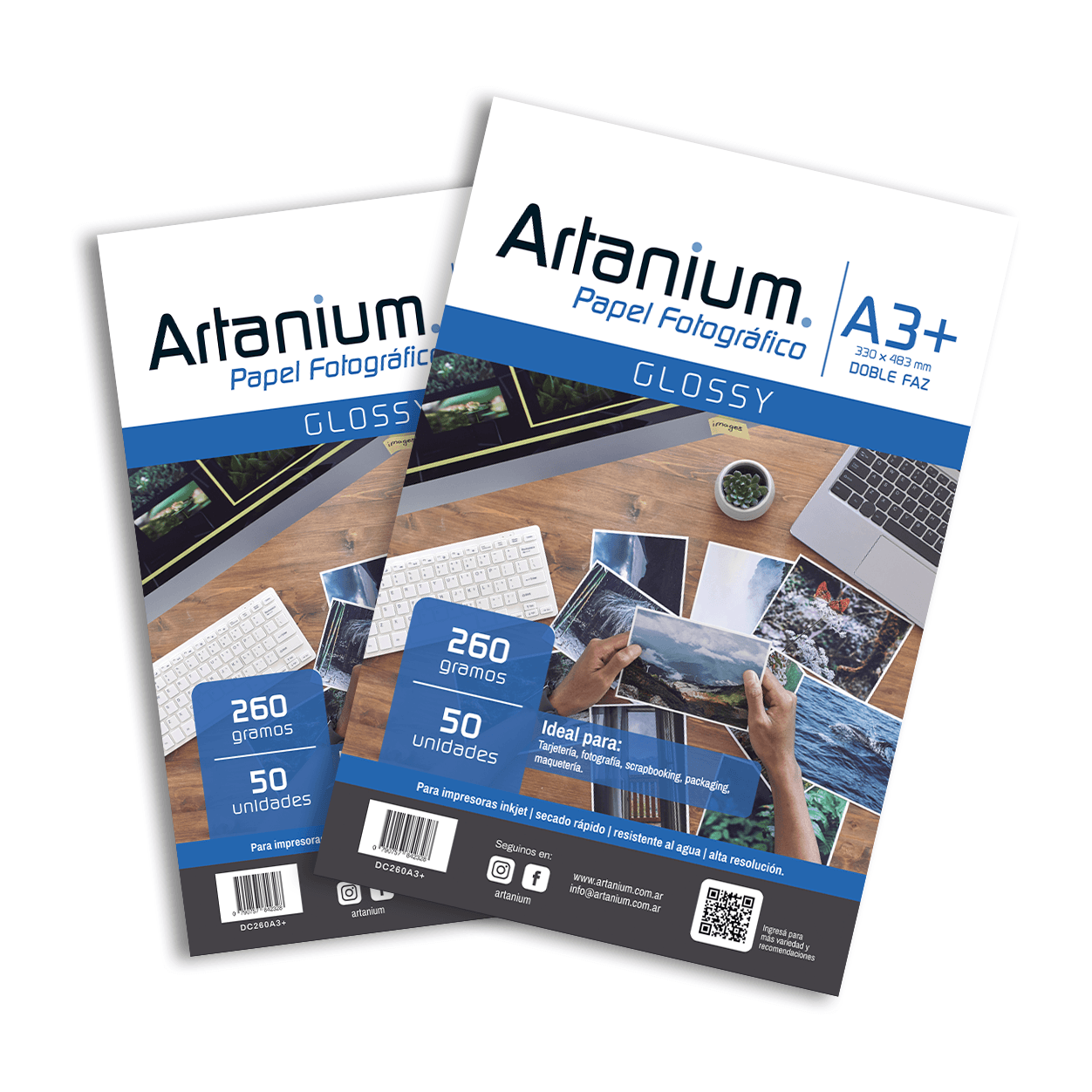 Papel Doble Faz Glossy Fotografico CC A3+ 260gr x50 Hojas