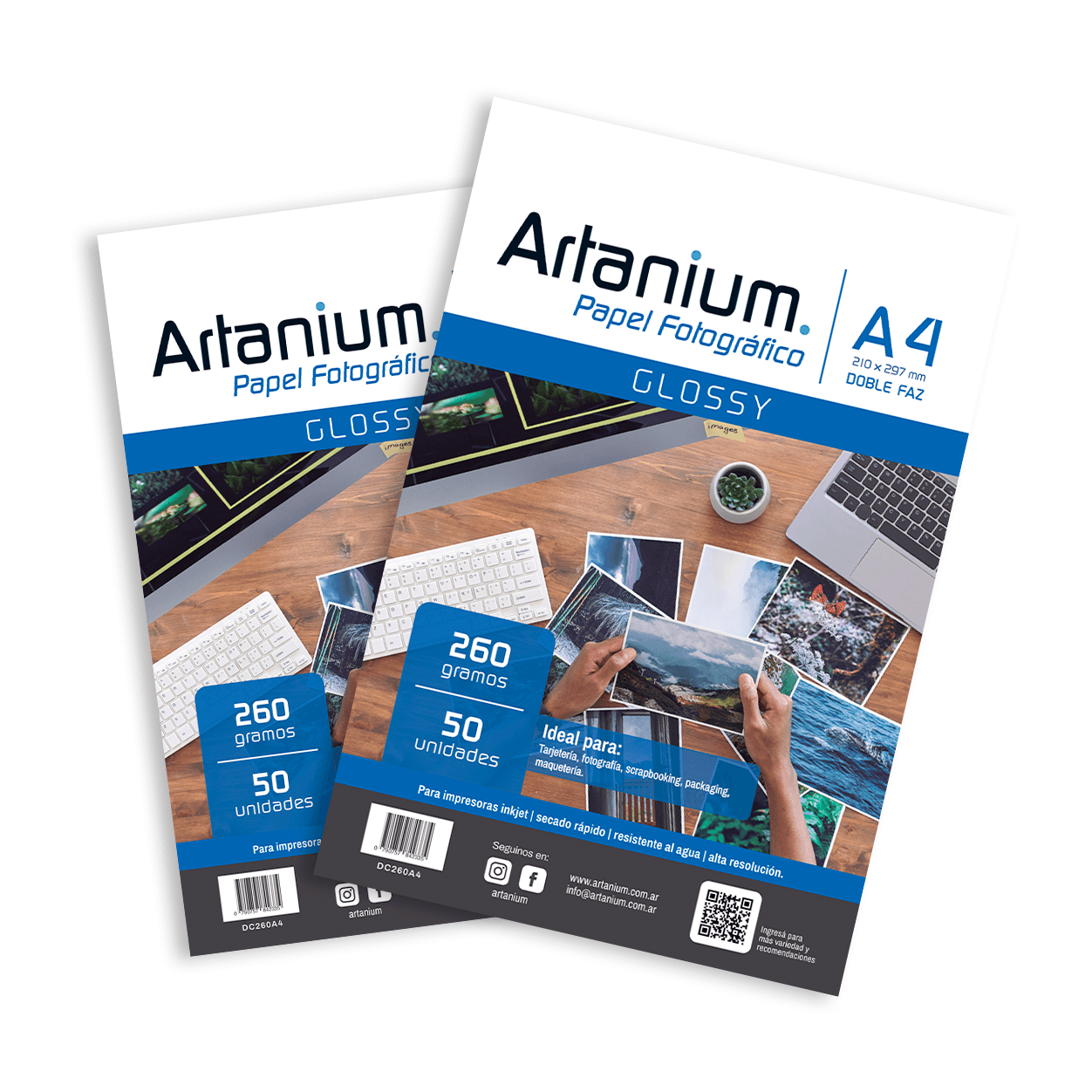 Papel Doble Faz Glossy Fotografico CC A4 260gr x50 Hojas