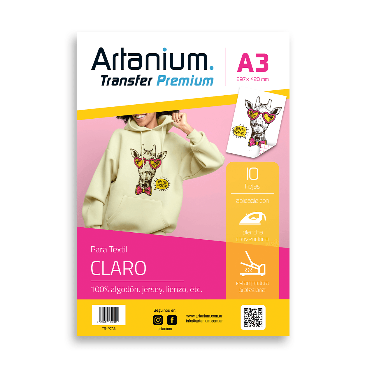 Transfer Premium Para Prendas Claras - A3 x10 Hojas