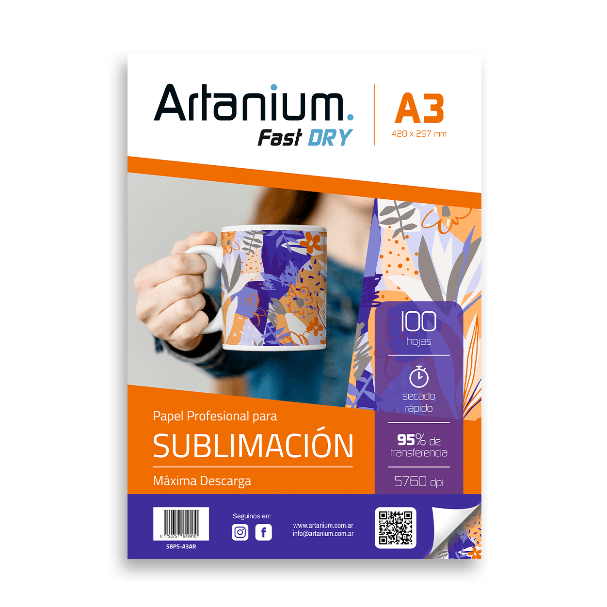Papel para Sublimar Artanium Fast Dry - A3 - Paquete x 100 hojas
