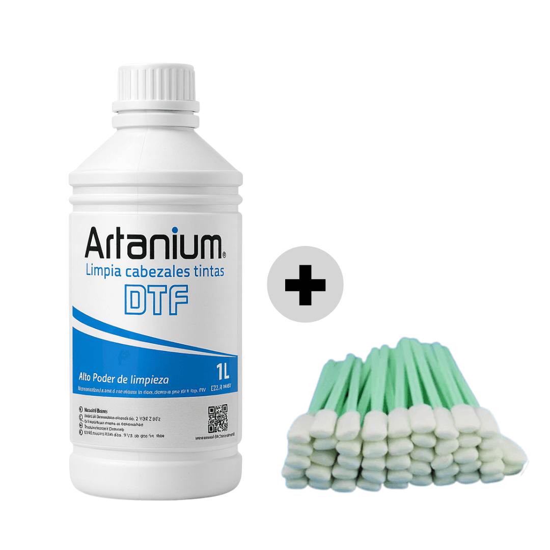 Limpiador para tintas DTF BLANCA Textil x 1000cc + 50 Hisopos